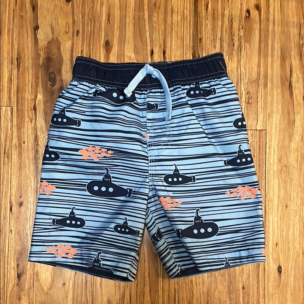 NWOT Blue Submarine Print Swim Shorts